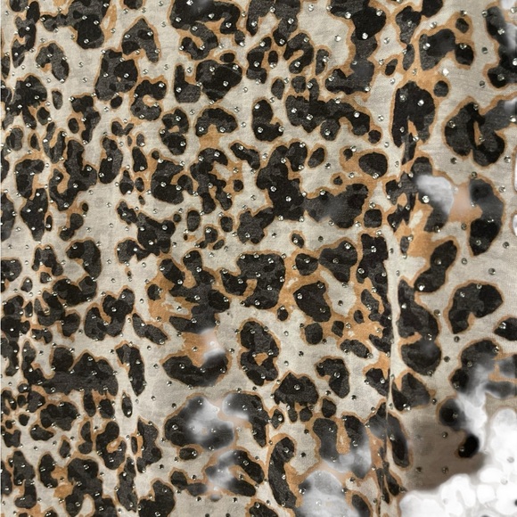 New Directions Animal Print Ruffle Sleeve Blouse - Picture 3 of 4